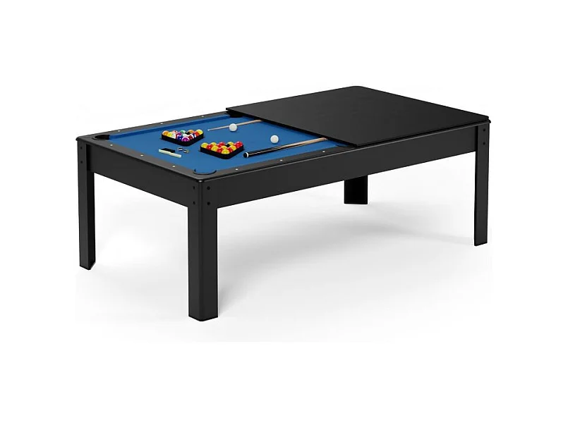 Billard Américain convertible table 8 places KITBILL 7Ft - 226,5 x 126,5 x 80cm Plateau dînatoire et accessoires inclus - Noir