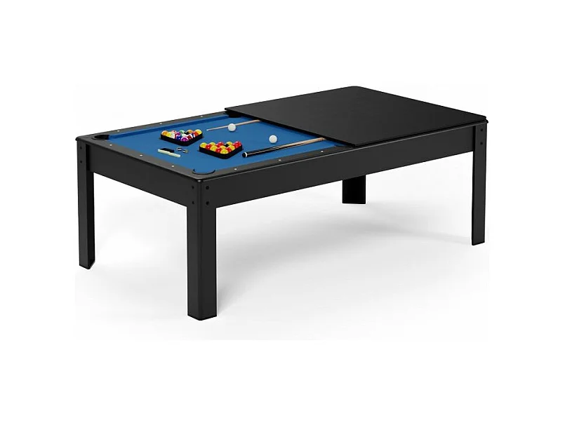 Billard Américain convertible table 6 places KITBILL 6Ft - 206,5 x 116,5 x 80 cm Plateau dînatoire et accessoires inclus - Noir