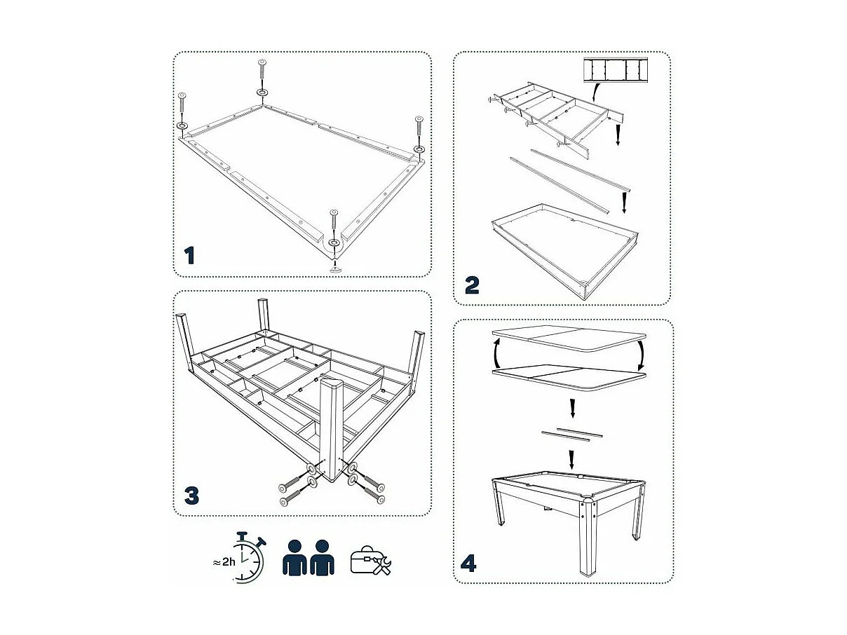 Billard Américain convertible table 6 places KITBILL 6Ft - 206,5 x 116,5 x 80 cm Plateau dînatoire et accessoires inclus - Noir