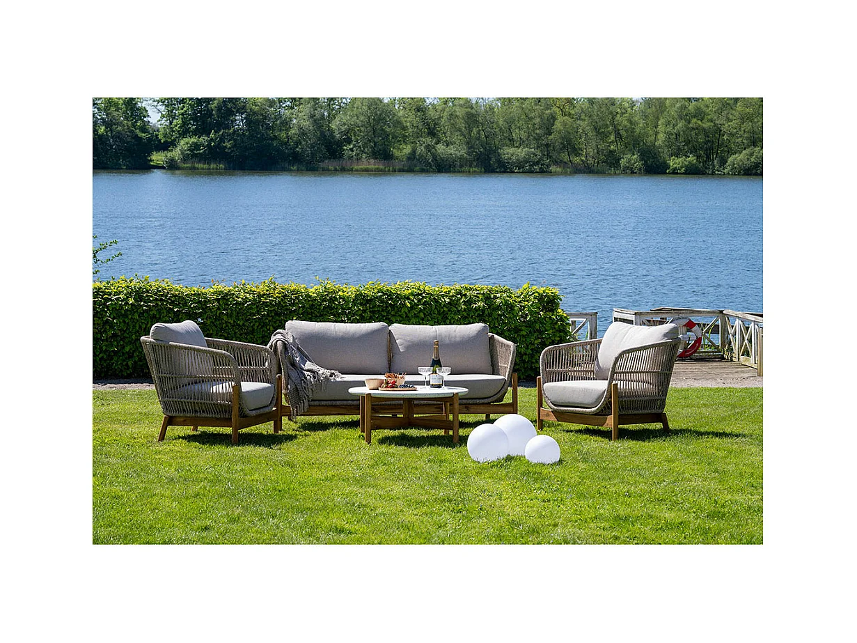 Terracina Sofatisch Ø85cm Natur, weiß.