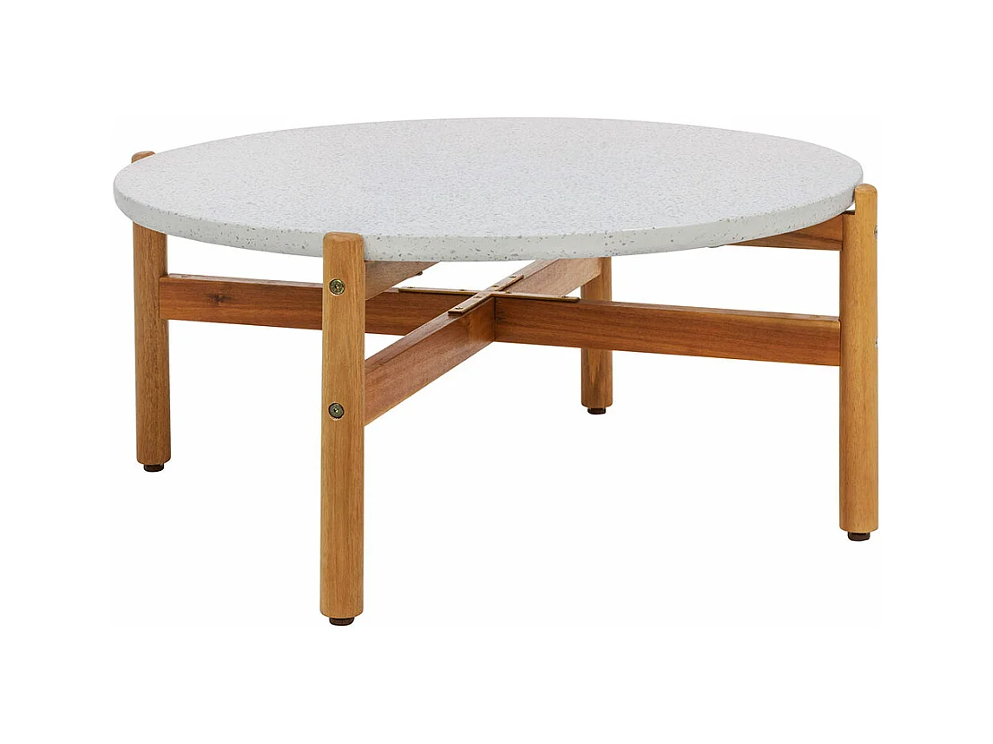 Terracina table basse Ø85cm naturel, blanche.