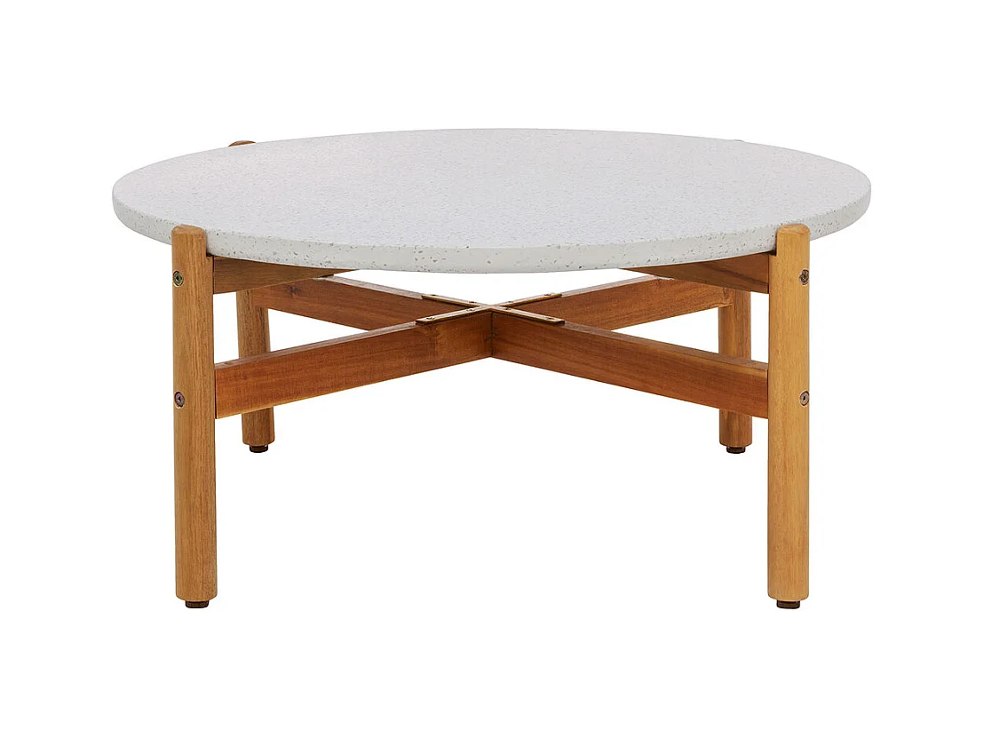 Terracina table basse Ø85cm naturel, blanche.