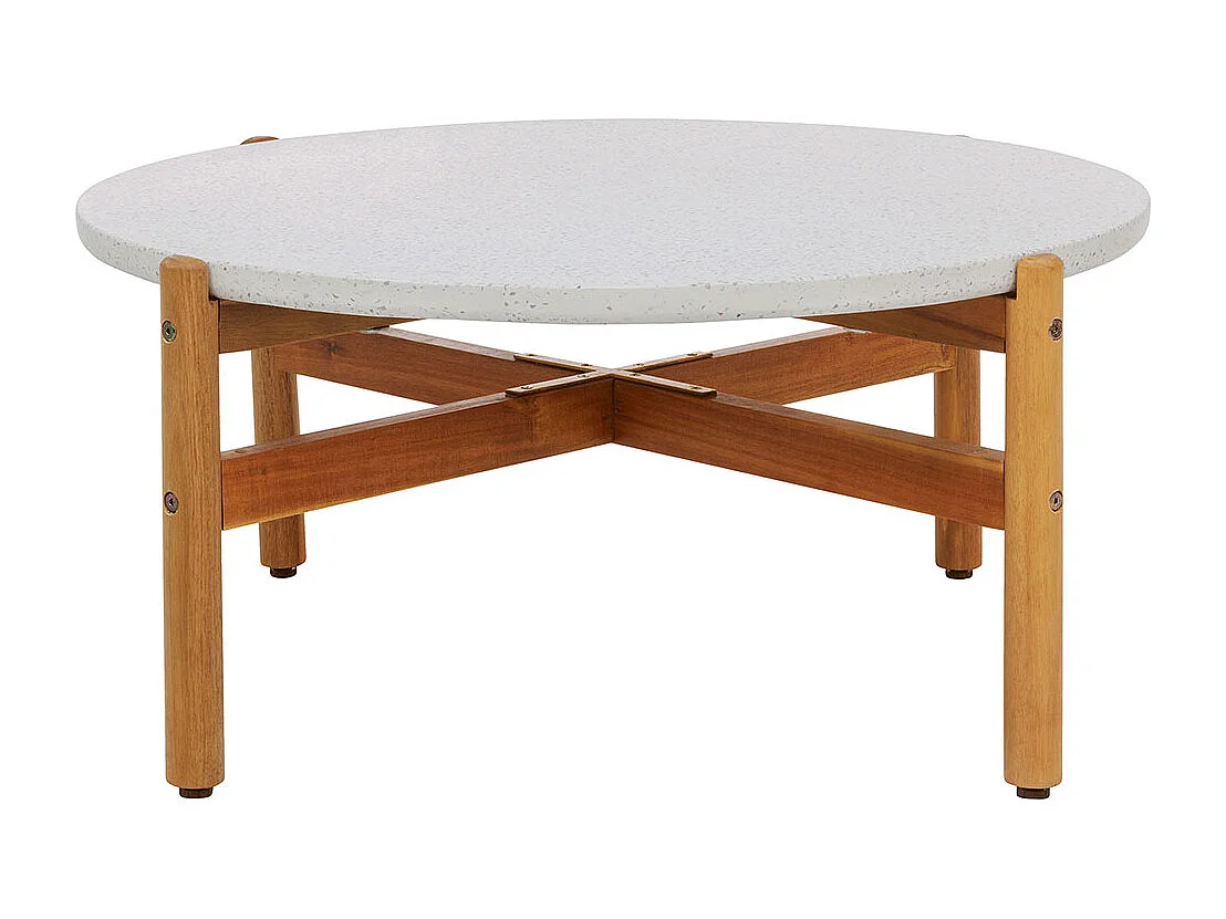 Terracina table basse Ø85cm naturel, blanche.