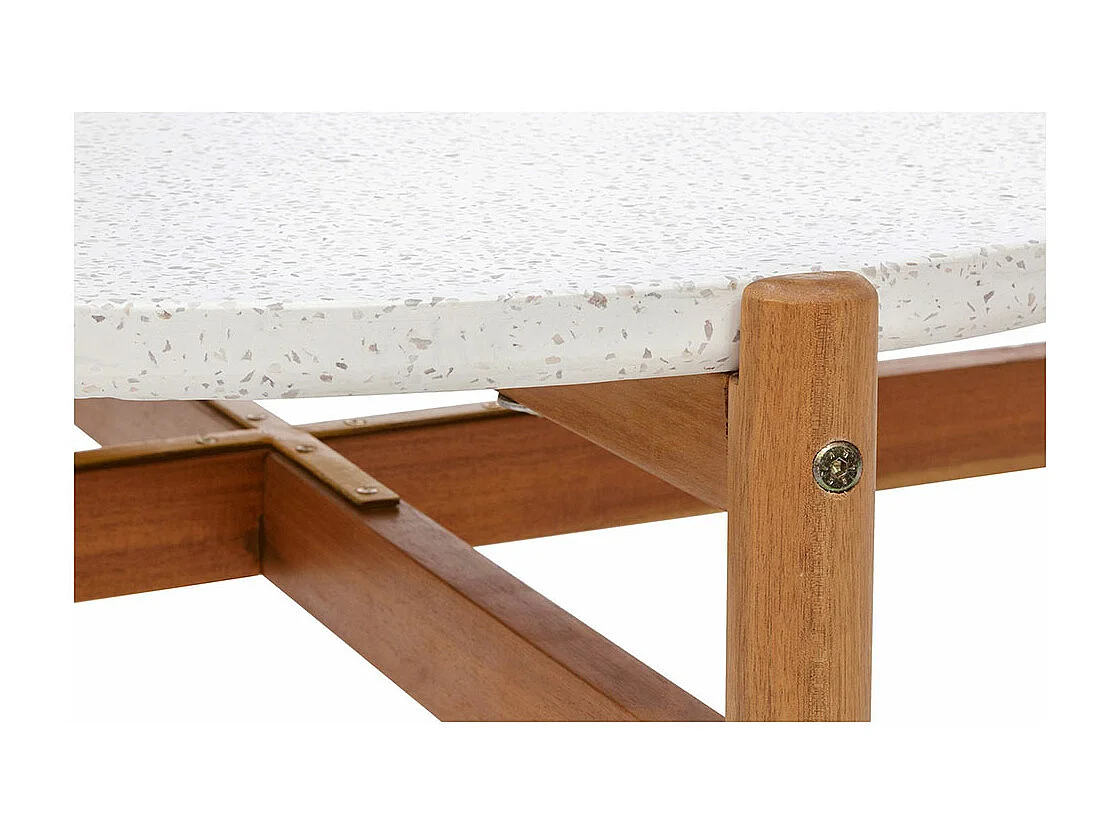 Terracina table basse Ø85cm naturel, blanche.