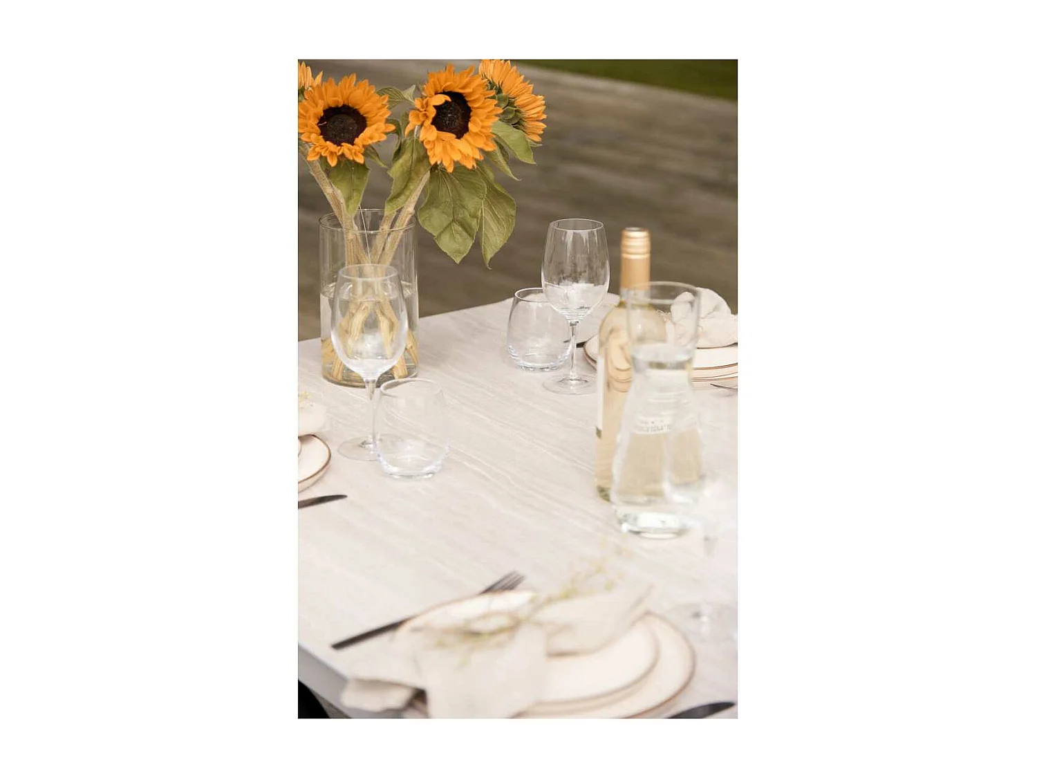 Bo table de jardin 104x204cm gris,pierre décor.