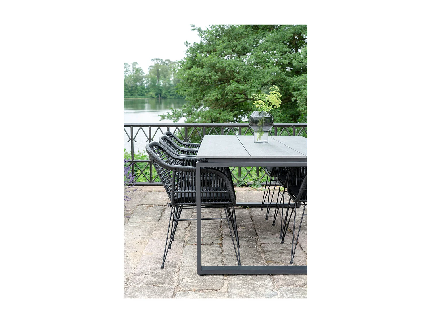 Denver Table de jardin 210 x 100 cm, gris, noir.