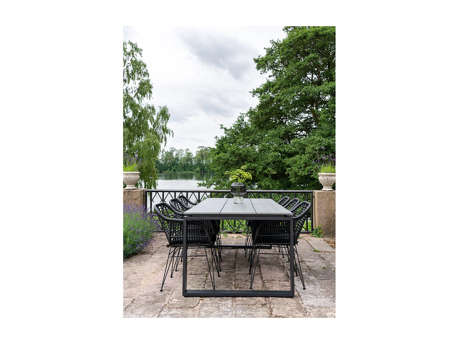 Denver Table de jardin 210 x 100 cm, gris, noir.