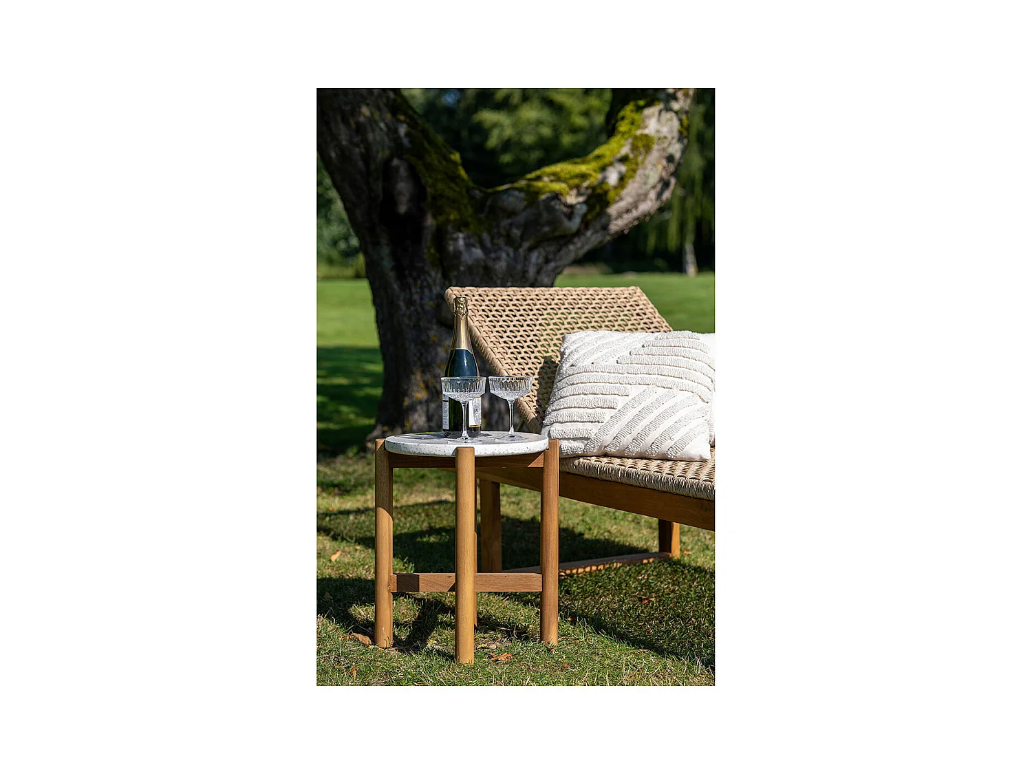 Terracina table d'appoint Ø37cm naturel, blanche.
