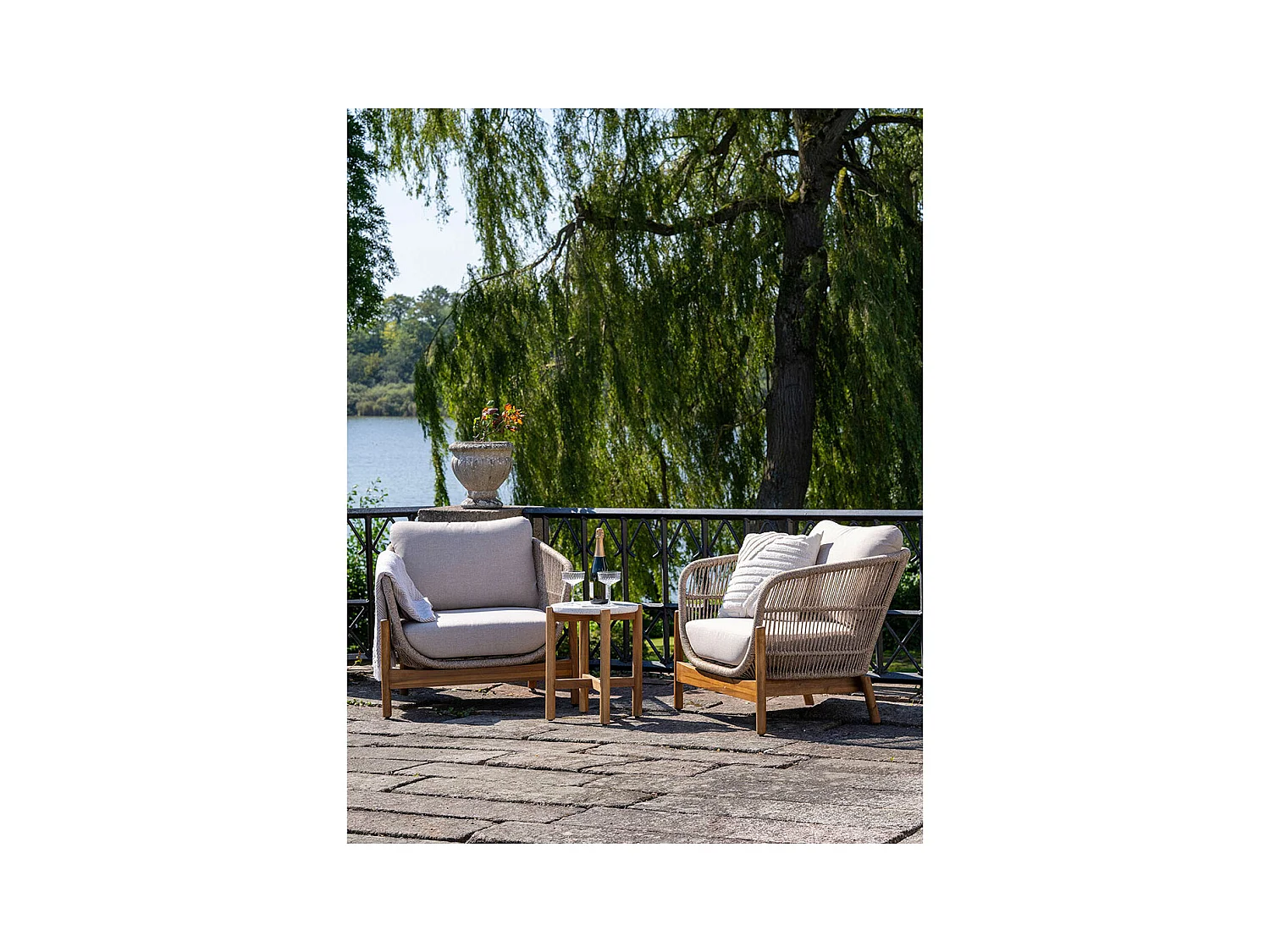 Terracina table d'appoint Ø37cm naturel, blanche.