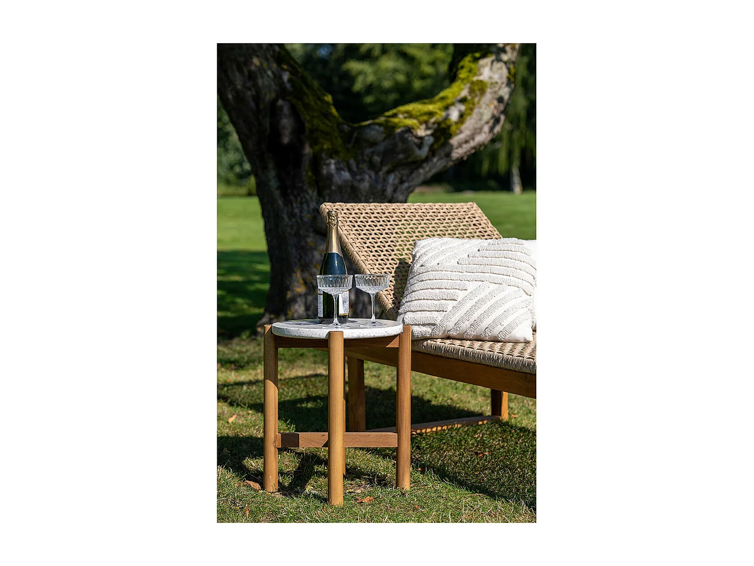 Terracina Zijtafel Ø37cm natuur, wit.