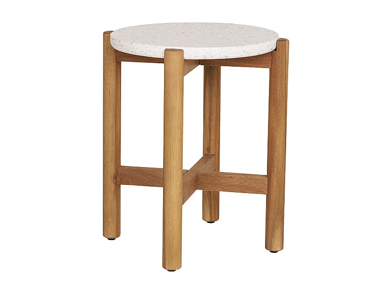 Terracina Zijtafel Ø37cm natuur, wit.