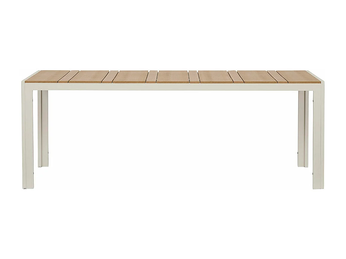 Noah table de jardin gris, décor teck.
