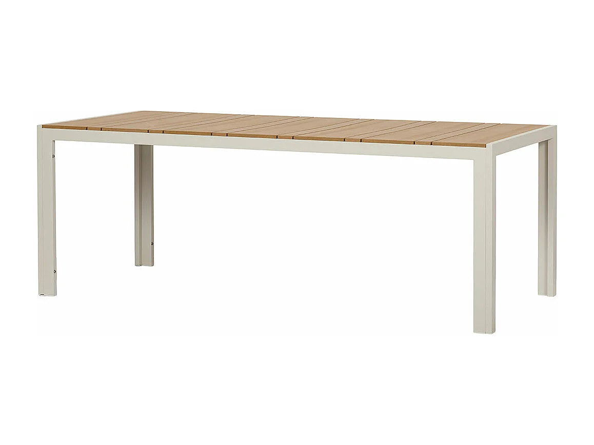 Noah table de jardin gris, décor teck.
