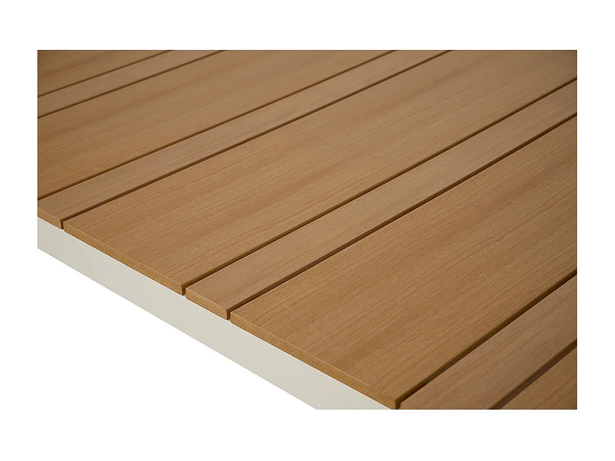 Noah table de jardin gris, décor teck.