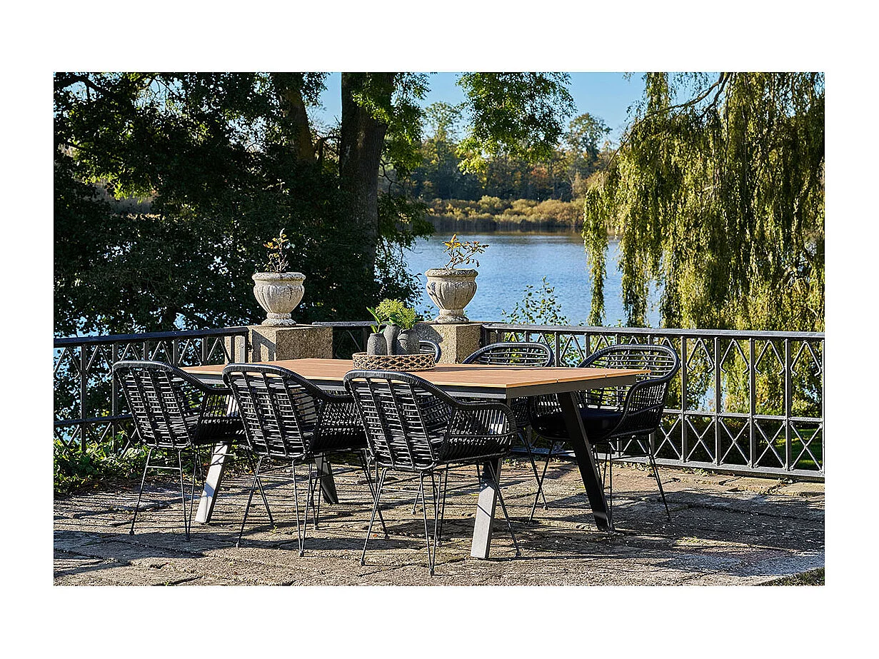 Toronto tuintafel 100x220cm natuur, zwart.