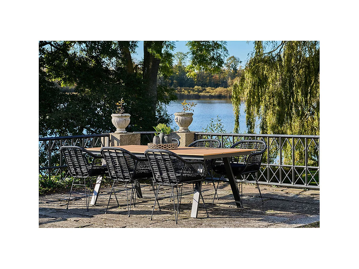 Toronto table de jardin 100x220cm naturel, noir.