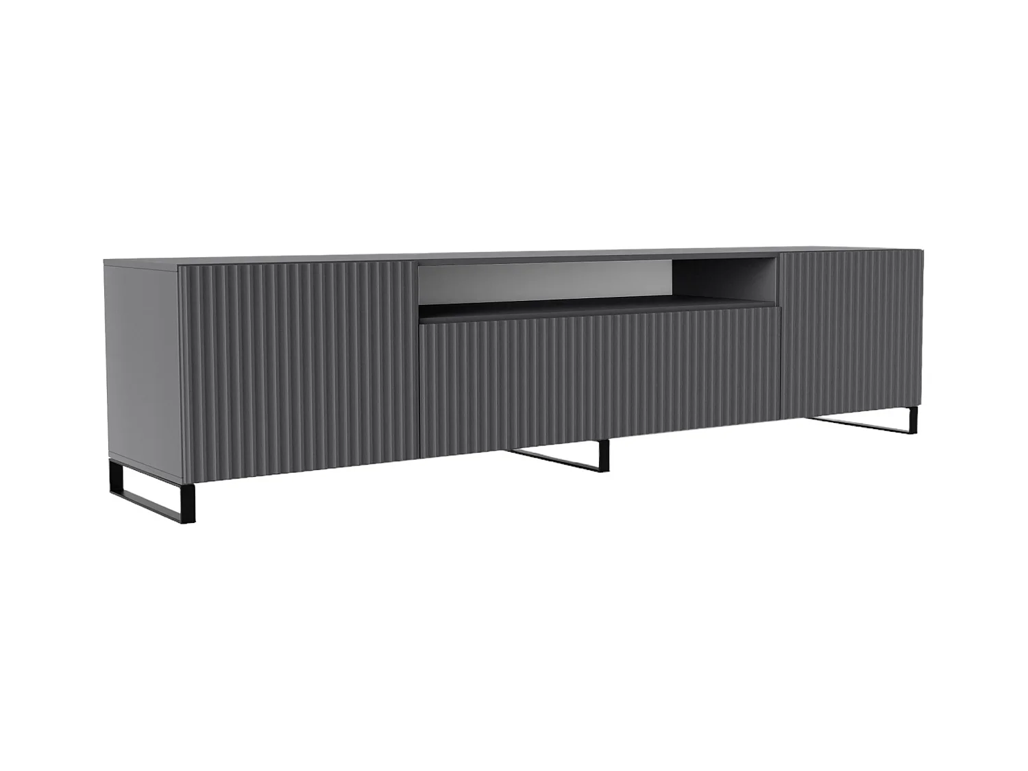TV-Schrank Neo III, Lowboard, Wohnwand, Wohnzimmer, TV Board, Fernseher, Highboard, Fernsehschrank, TV lowboard, 200 cm, 3-türig, graphit, grau