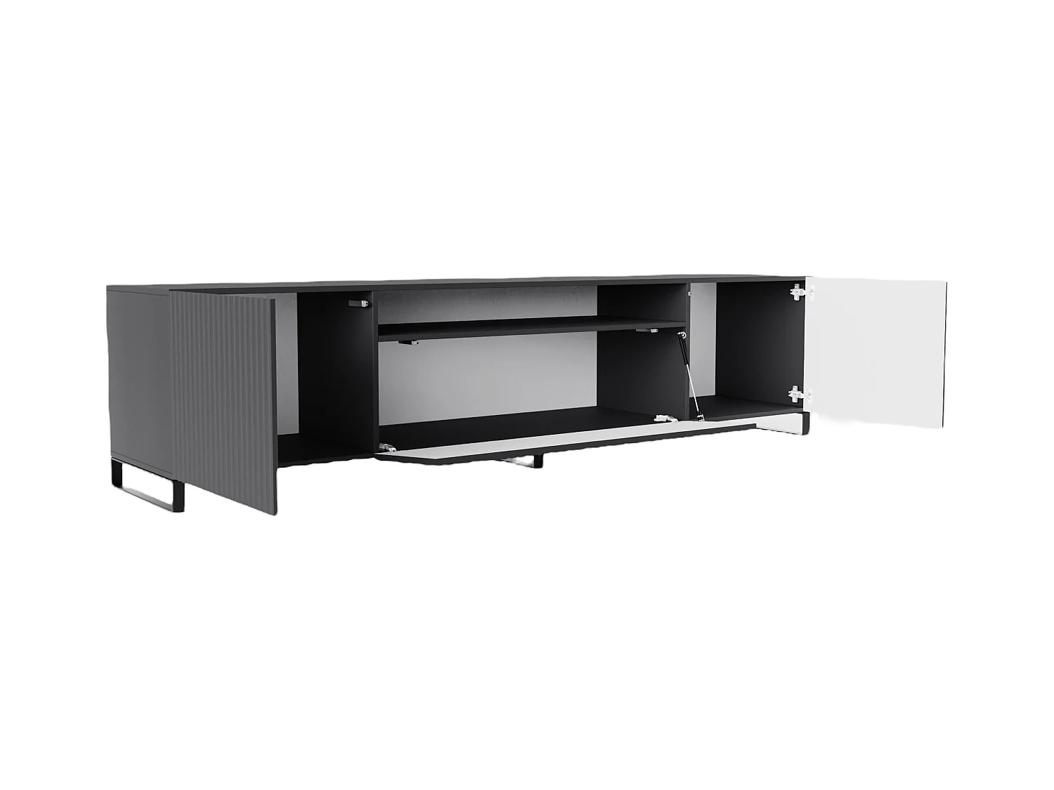 TV-Schrank Neo III, Lowboard, Wohnwand, Wohnzimmer, TV Board, Fernseher, Highboard, Fernsehschrank, TV lowboard, 200 cm, 3-türig, graphit, grau