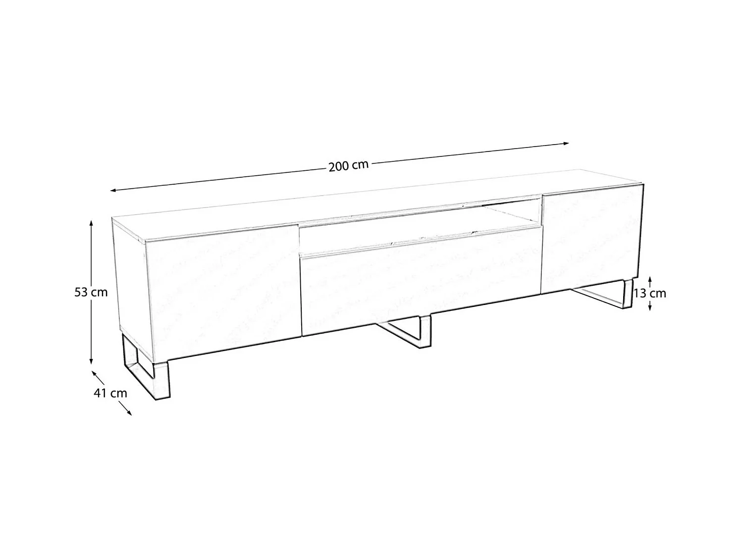 TV-Schrank Neo III, Lowboard, Wohnwand, Wohnzimmer, TV Board, Fernseher, Highboard, Fernsehschrank, TV lowboard, 200 cm, 3-türig, graphit, grau