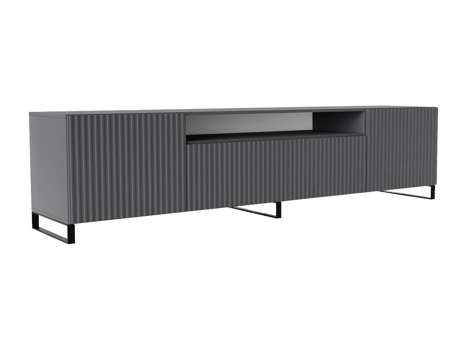 TV-Schrank Neo III, Lowboard, Wohnwand, Wohnzimmer, TV Board, Fernseher, Highboard, Fernsehschrank, TV lowboard, 200 cm, 3-türig, graphit, grau