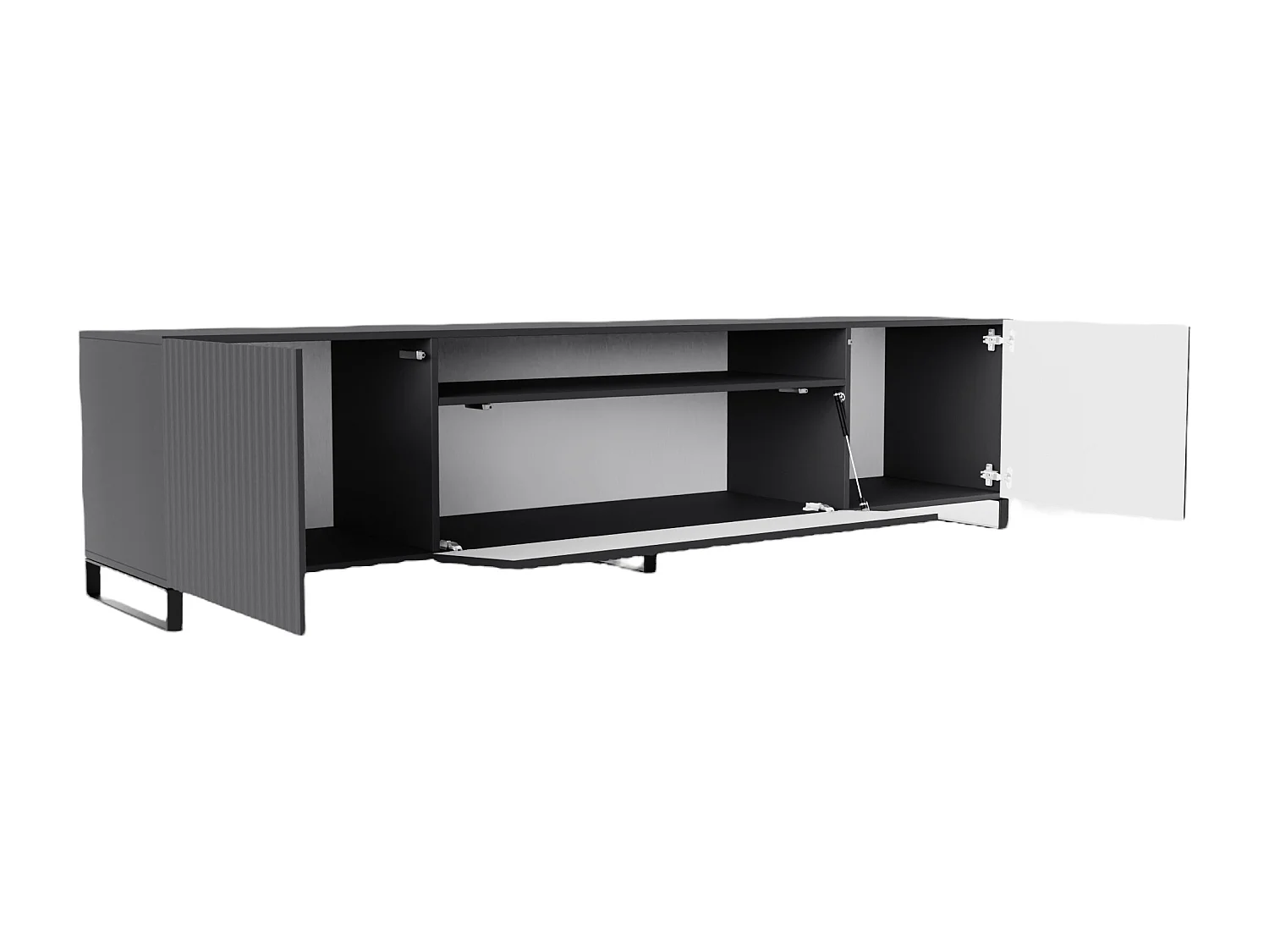 TV-Schrank Neo III, Lowboard, Wohnwand, Wohnzimmer, TV Board, Fernseher, Highboard, Fernsehschrank, TV lowboard, 200 cm, 3-türig, graphit, grau