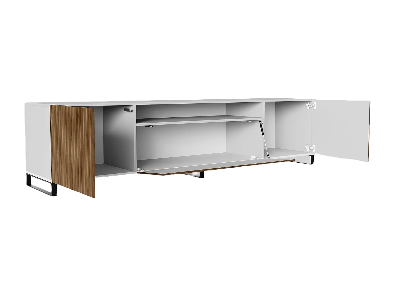 TV-Schrank Mio III Fernsehschrank TV-Lowboard 200 cm vertikal gefräste Fronten modernes Design dreitürig Wohnzimmer (Farbe: weiß, catania )