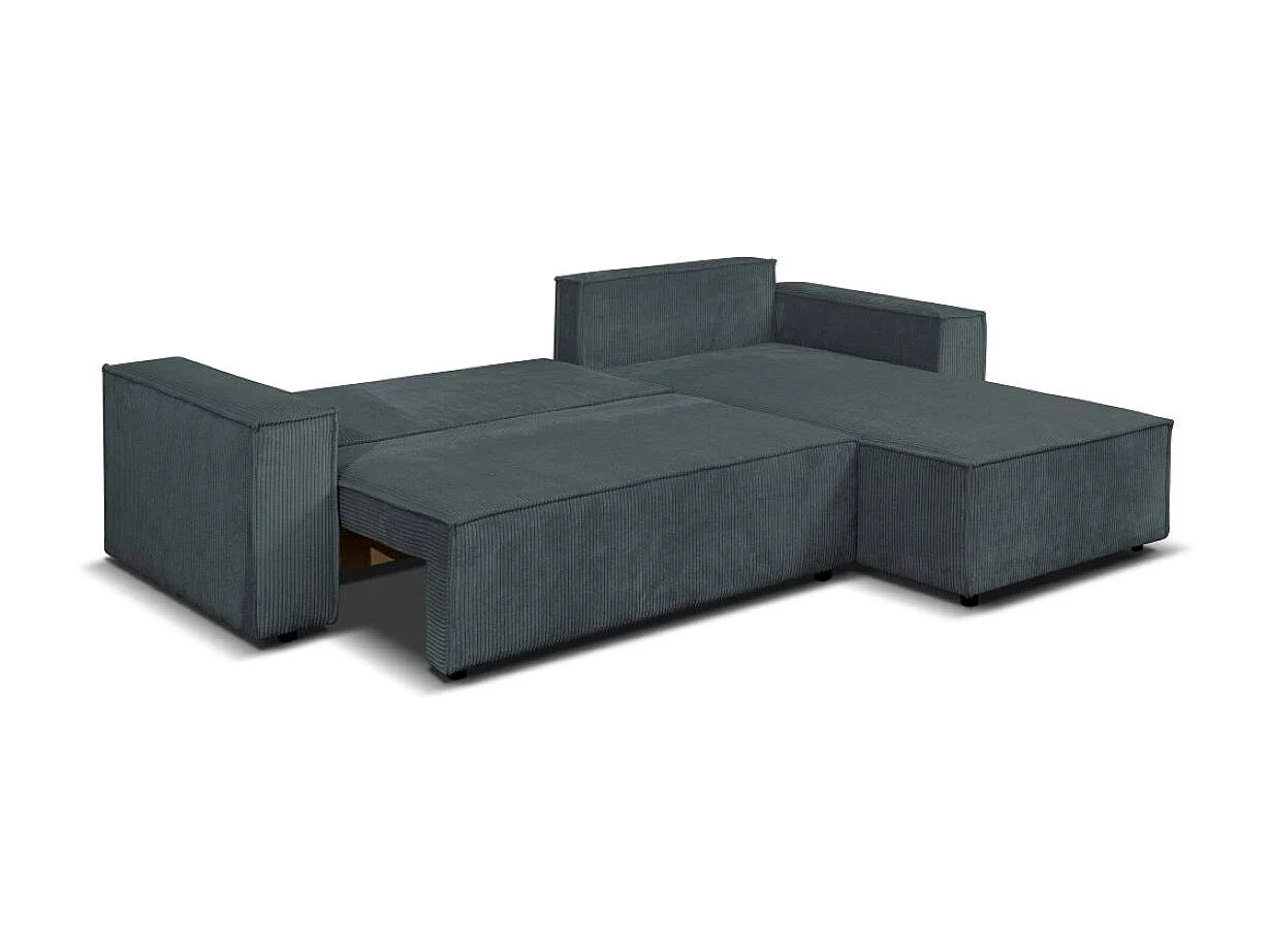 Ecksofa Camel L-Form Bettkasten Sofa Couch 294 cm universelle OttomaneSchlaffläche 240 x 135 cm, dunkelgrau