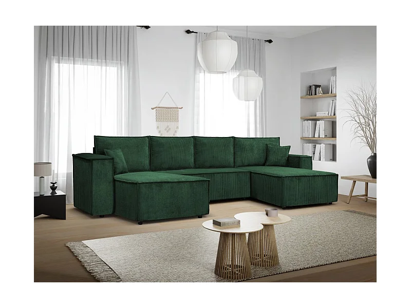 Ecksofa Camel U-Form  390 cm Schlaffläche 340 x 135 cm Sofa XXL, grün
