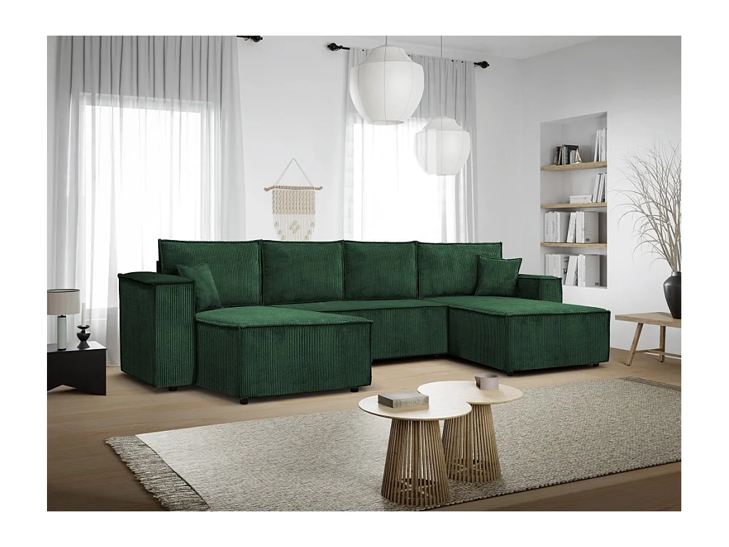 Ecksofa Camel U-Form  390 cm Schlaffläche 340 x 135 cm Sofa XXL, grün