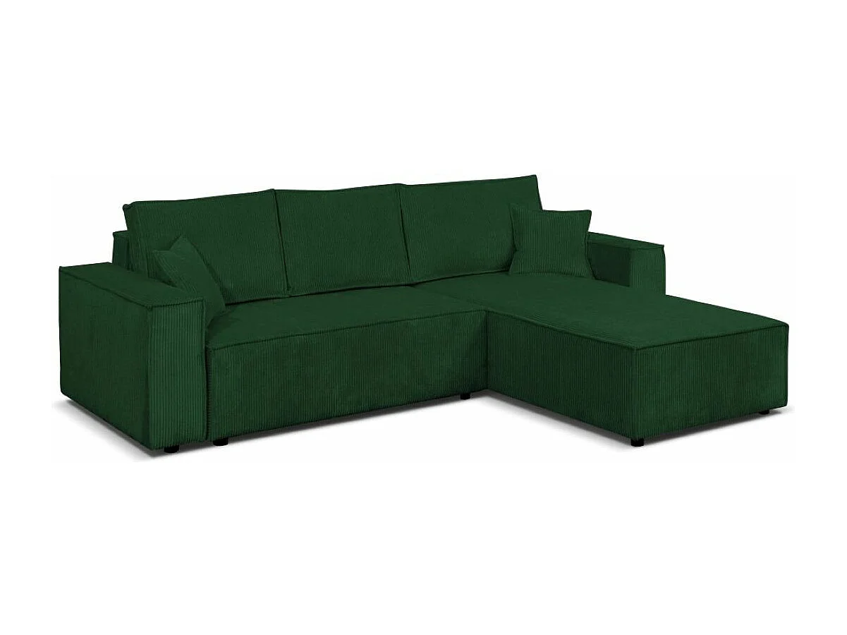 Ecksofa Camel L-Form Bettkasten Sofa Couch 294 cm universelle Ottomane Schlaffläche 240 x 135 cm, grün