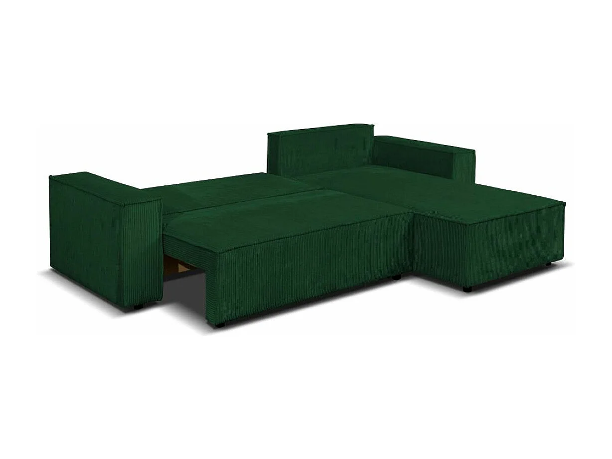 Ecksofa Camel L-Form Bettkasten Sofa Couch 294 cm universelle Ottomane Schlaffläche 240 x 135 cm, grün