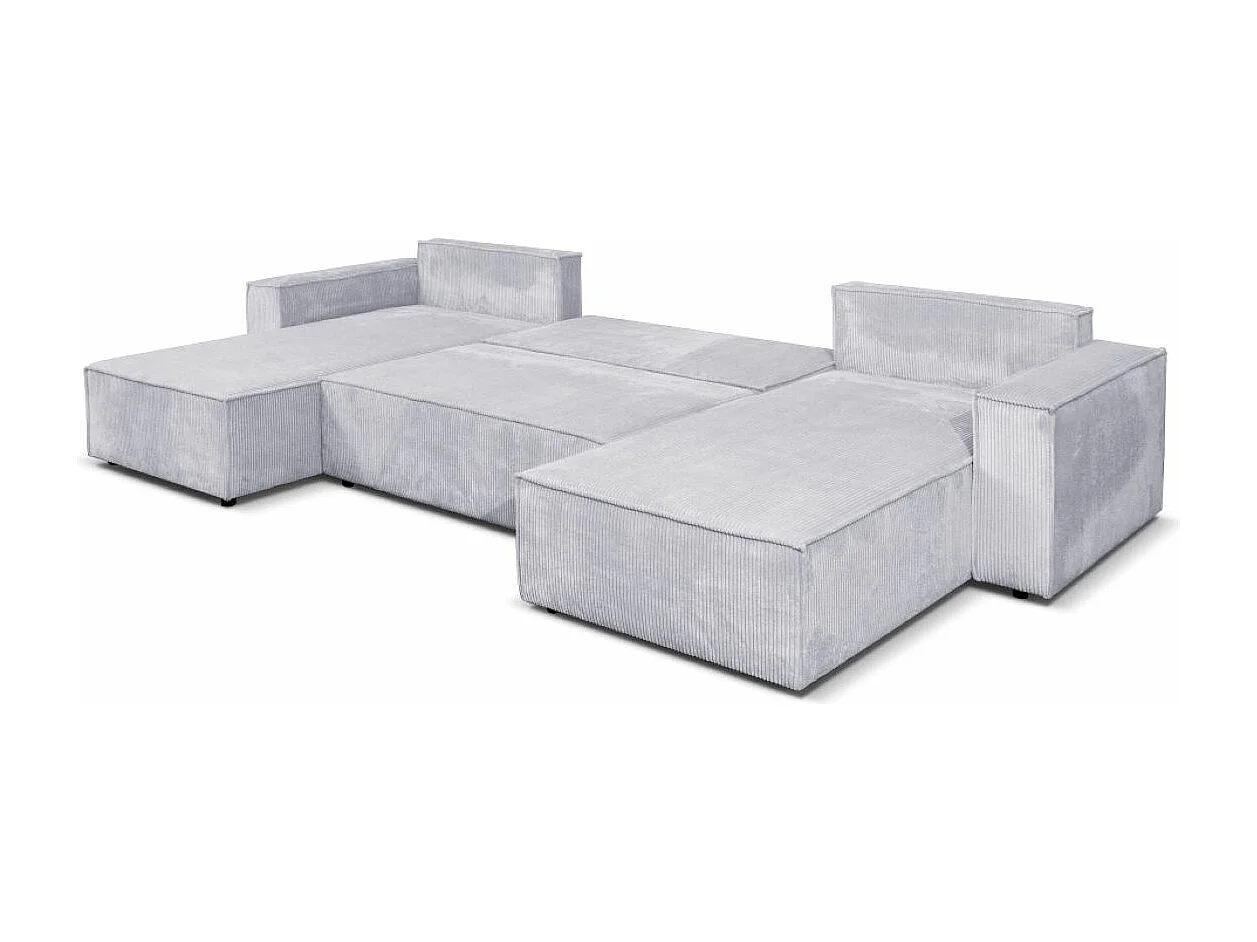 Ecksofa Passio U-Form mit Schlaffunktion und Bettkasten 366 cm Wohnlandschaft Sofa, grau