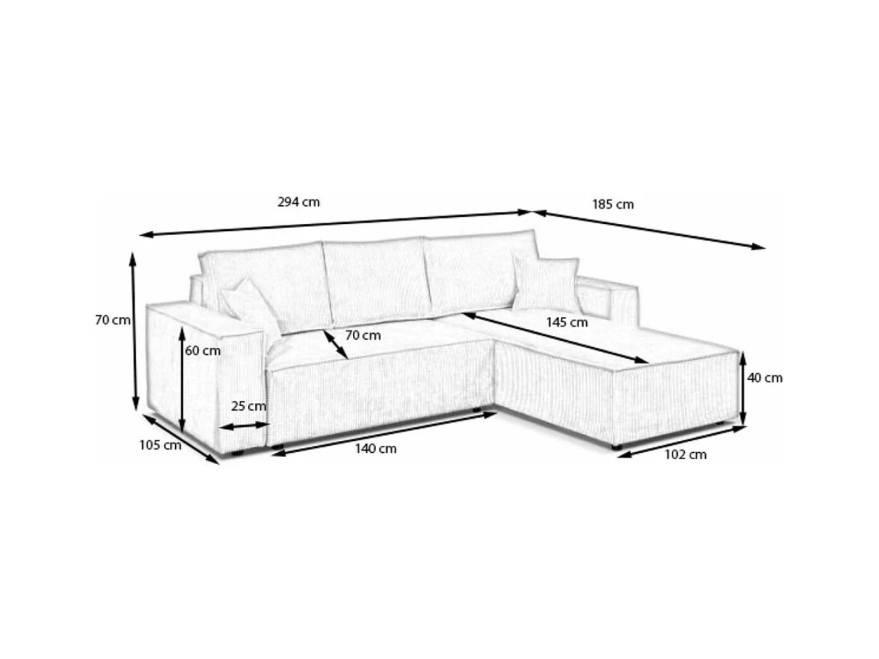 Ecksofa Camel L-Form Bettkasten Sofa Couch 294 cm universelle Ottomane Schlaffläche 240 x 135 cm, braun