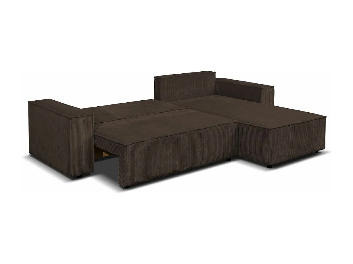 Ecksofa Camel L-Form Bettkasten Sofa Couch 294 cm universelle Ottomane Schlaffläche 240 x 135 cm, braun