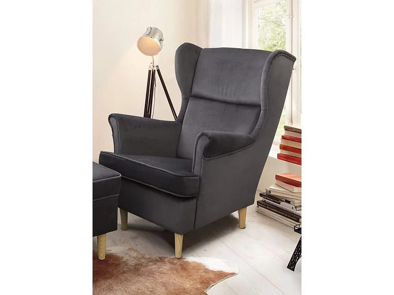 Ohrensessel Teramo III bequemer Sessel Wohnung Relaxsessel (Kronos 22 - grau)