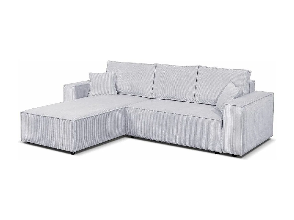 Ecksofa Camel L-Form Bettkasten Sofa Couch 294 cm universelle Ottomane Schlaffläche 240 x 135 cm, hellgrau