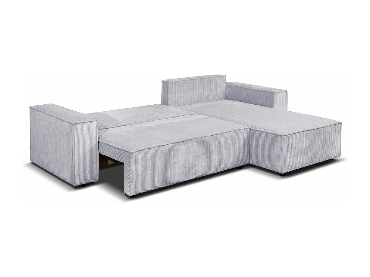 Ecksofa Camel L-Form Bettkasten Sofa Couch 294 cm universelle Ottomane Schlaffläche 240 x 135 cm, hellgrau