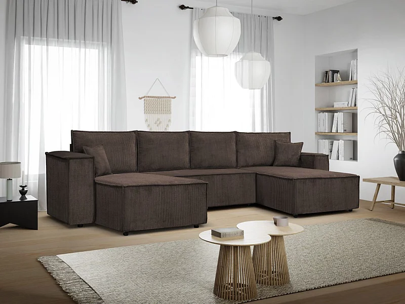 Ecksofa Camel U-Form 390 cm Schlaffläche 340 x 135 cm Sofa XXL, braun