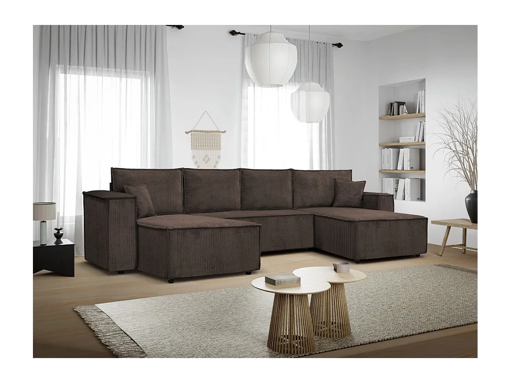 Ecksofa Camel U-Form 390 cm Schlaffläche 340 x 135 cm Sofa XXL, braun