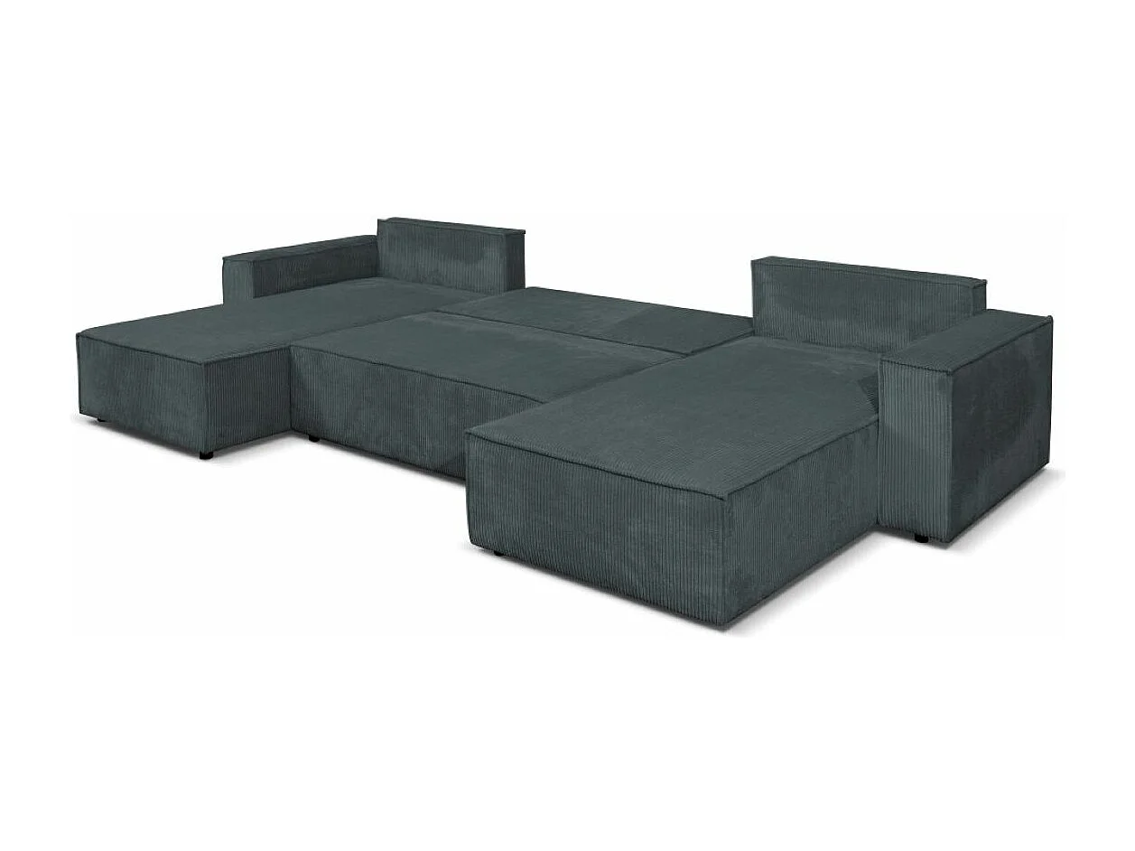 Ecksofa Passio U-Form mit Schlaffunktion und Bettkasten 366 cm Wohnlandschaft Sofa,  dunkelgrau