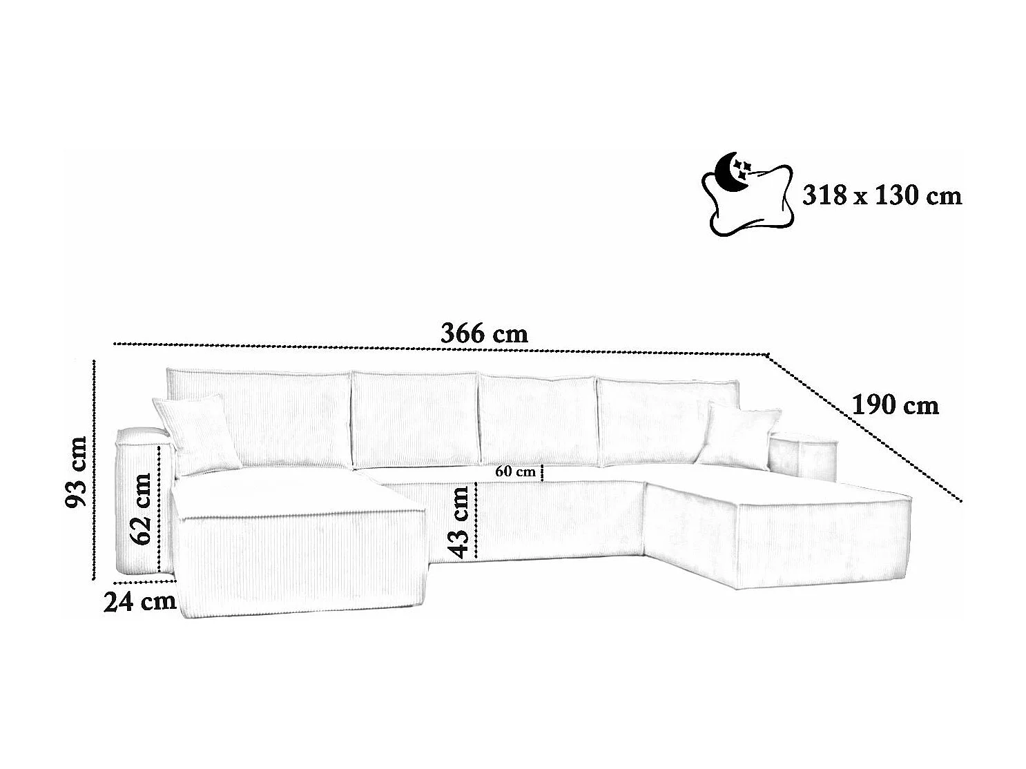 Ecksofa Passio U-Form mit Schlaffunktion und Bettkasten 366 cm Wohnlandschaft Sofa, grün