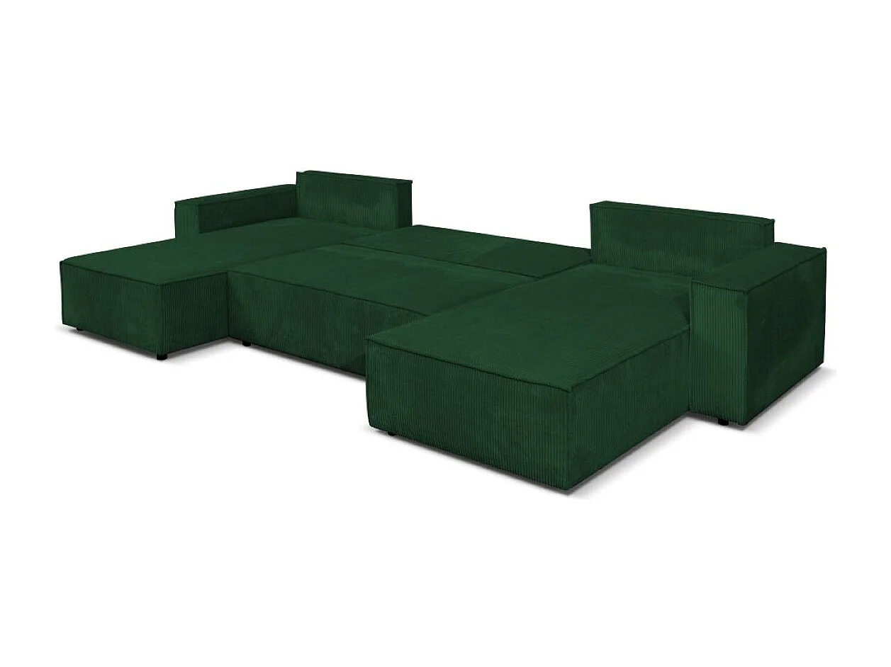 Ecksofa Passio U-Form mit Schlaffunktion und Bettkasten 366 cm Wohnlandschaft Sofa, grün