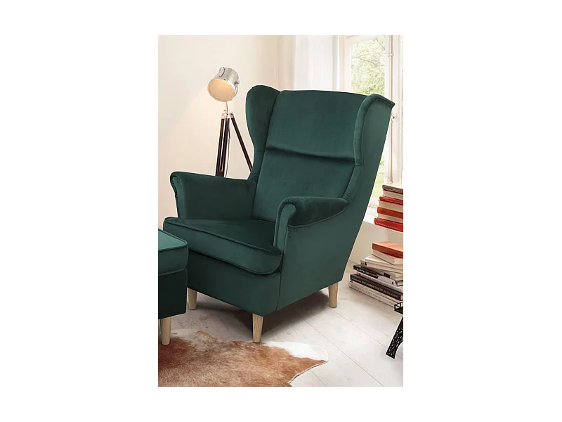 Ohrensessel Teramo III bequemer Sessel Wohnung Relaxsessel (Kronos 19 - grün)