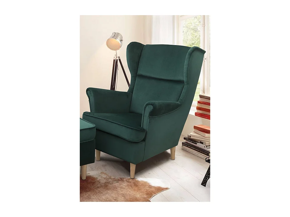 Ohrensessel Teramo III bequemer Sessel Wohnung Relaxsessel (Kronos 19 - grün)