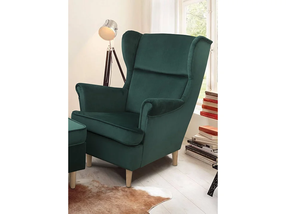 Ohrensessel Teramo III bequemer Sessel Wohnung Relaxsessel (Kronos 19 - grün)