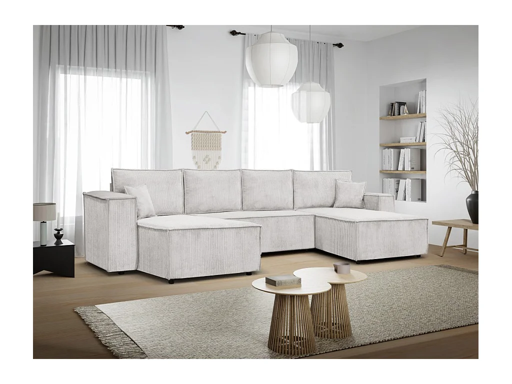 Ecksofa Camel U-Form Bettkasten  390 cm Schlaffläche 340 x 135 cm Sofa XXL, beige