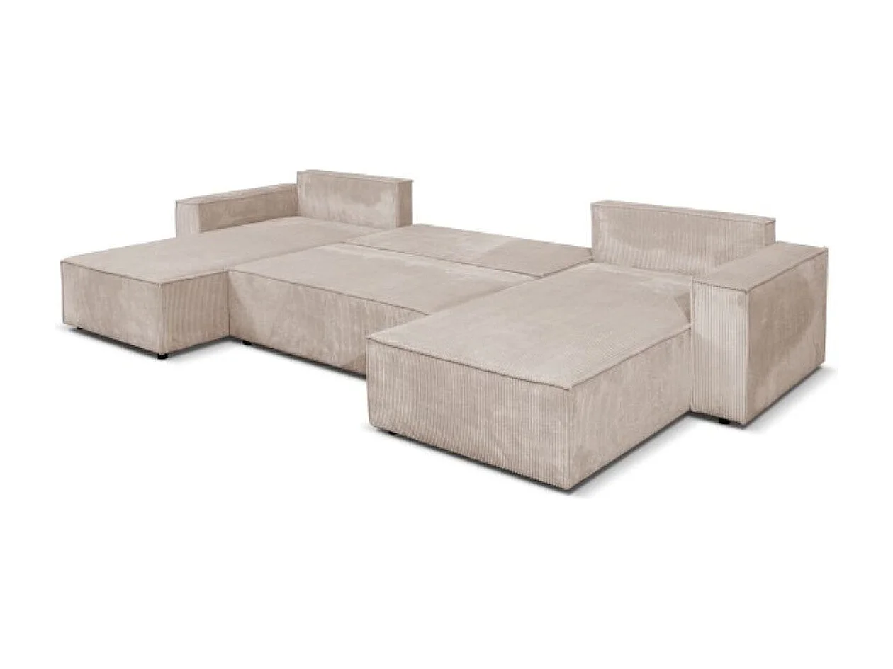 Ecksofa Camel U-Form Bettkasten  390 cm Schlaffläche 340 x 135 cm Sofa XXL, cappuccino