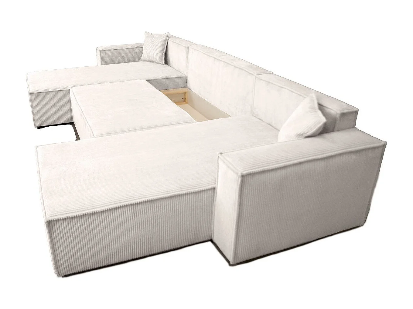 Ecksofa Passio U-Form mit Schlaffunktion und Bettkasten 366 cm Wohnlandschaft Schlafcouch Sofa, beige