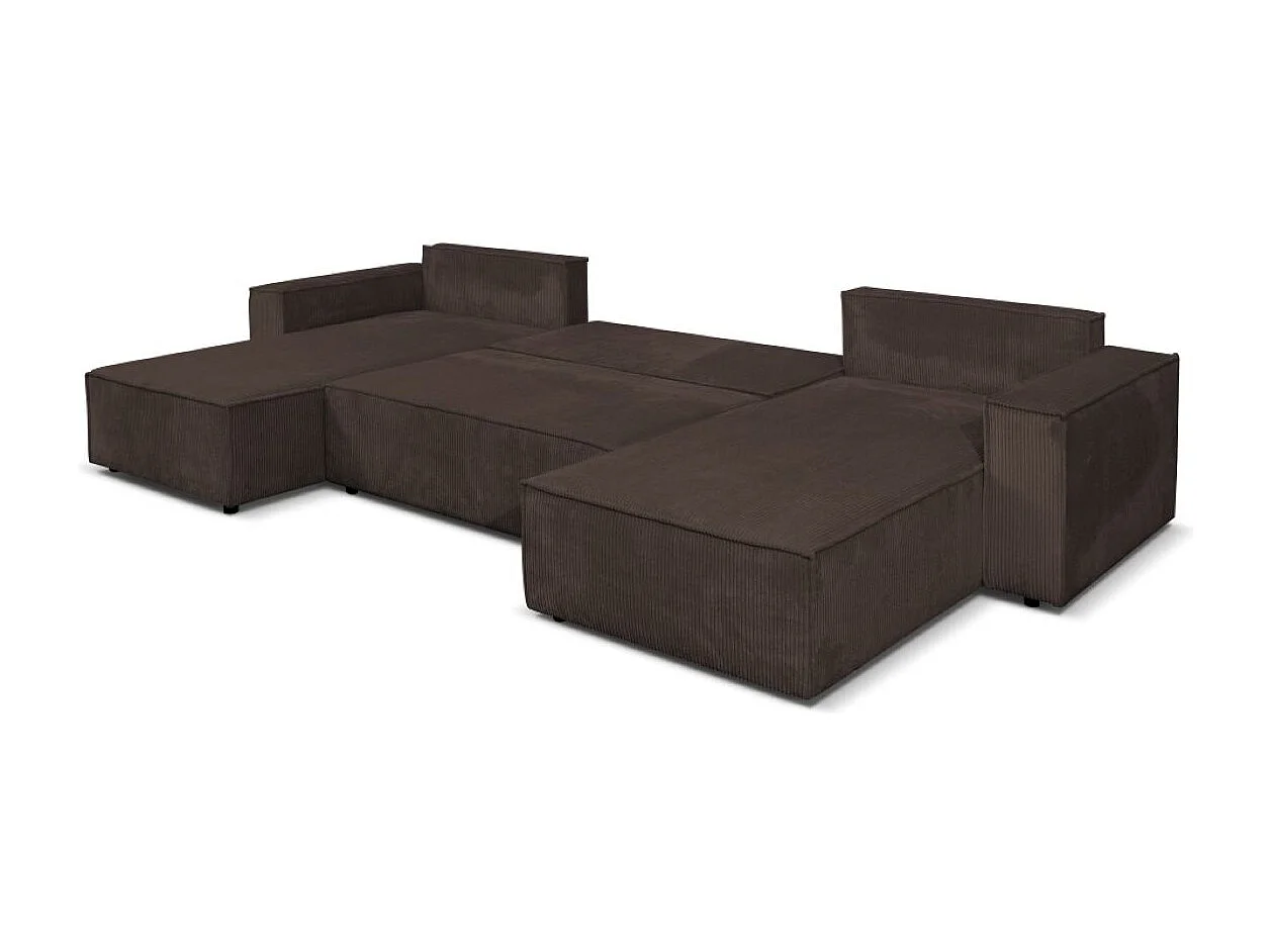 Ecksofa Passio U-Form mit Schlaffunktion und Bettkasten 366 cm Wohnlandschaft Schlafcouch Sofa, braun
