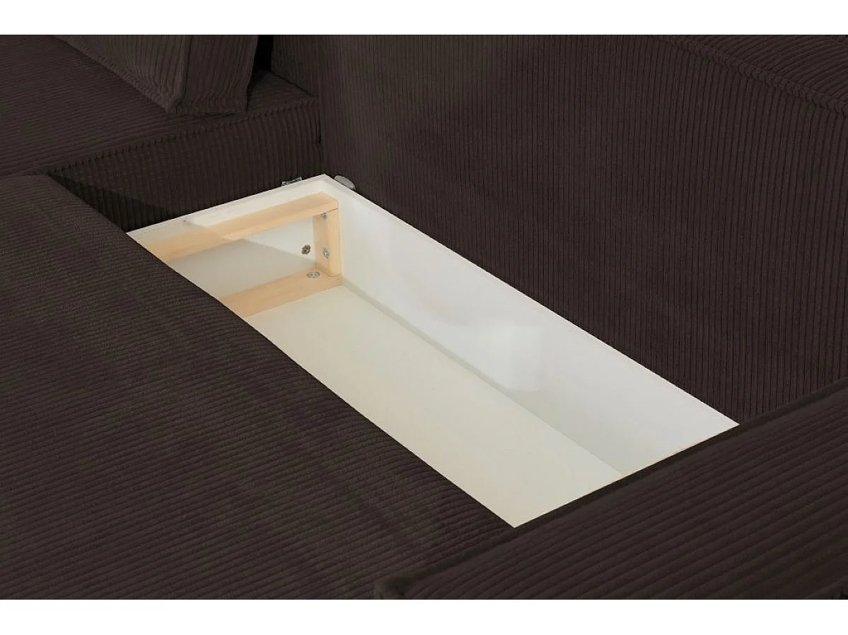 Ecksofa Passio U-Form mit Schlaffunktion und Bettkasten 366 cm Wohnlandschaft Schlafcouch Sofa, braun